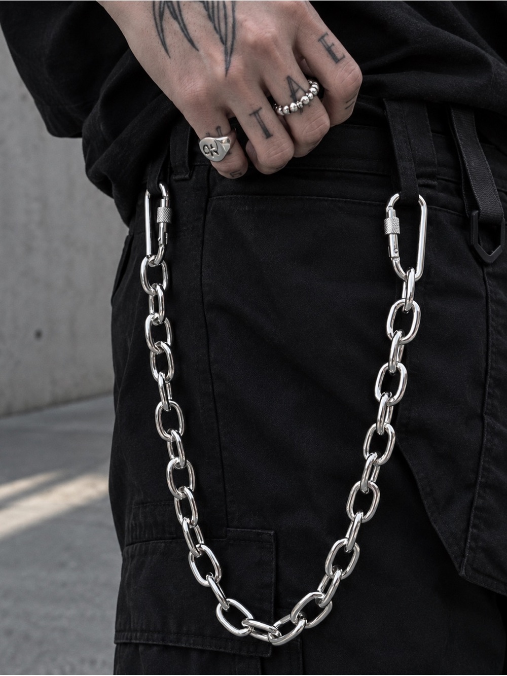 Men's Silver Chain Wallet Strap - Heavy Link Urban Chain